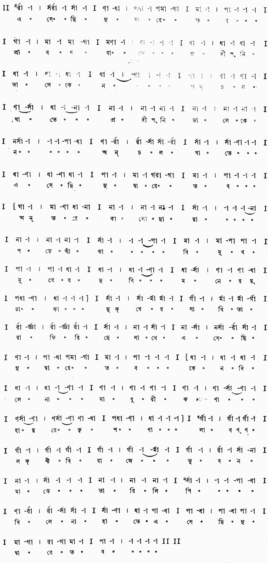 Notation esechhinu dware tabo