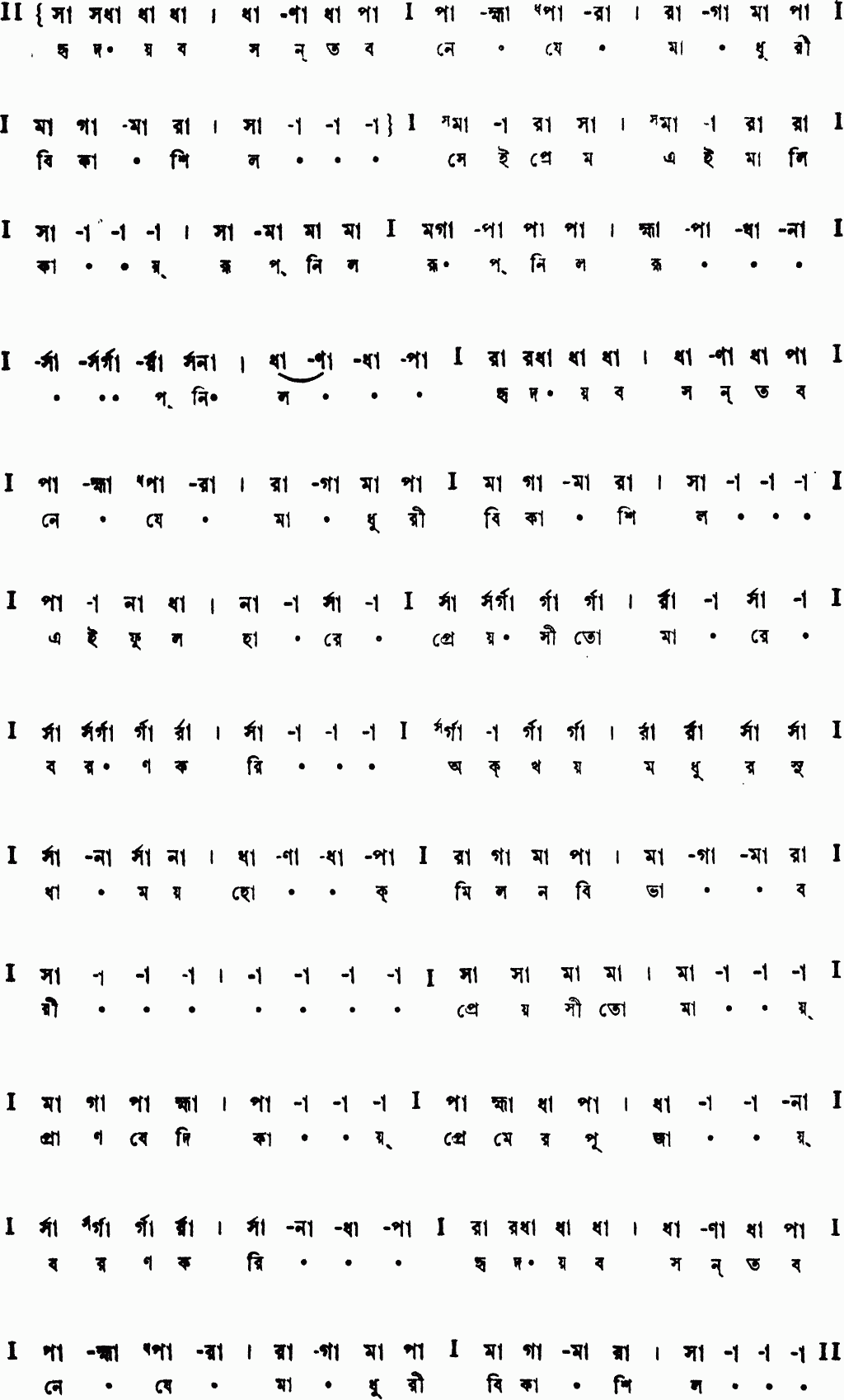Notation hridayobasantabone je