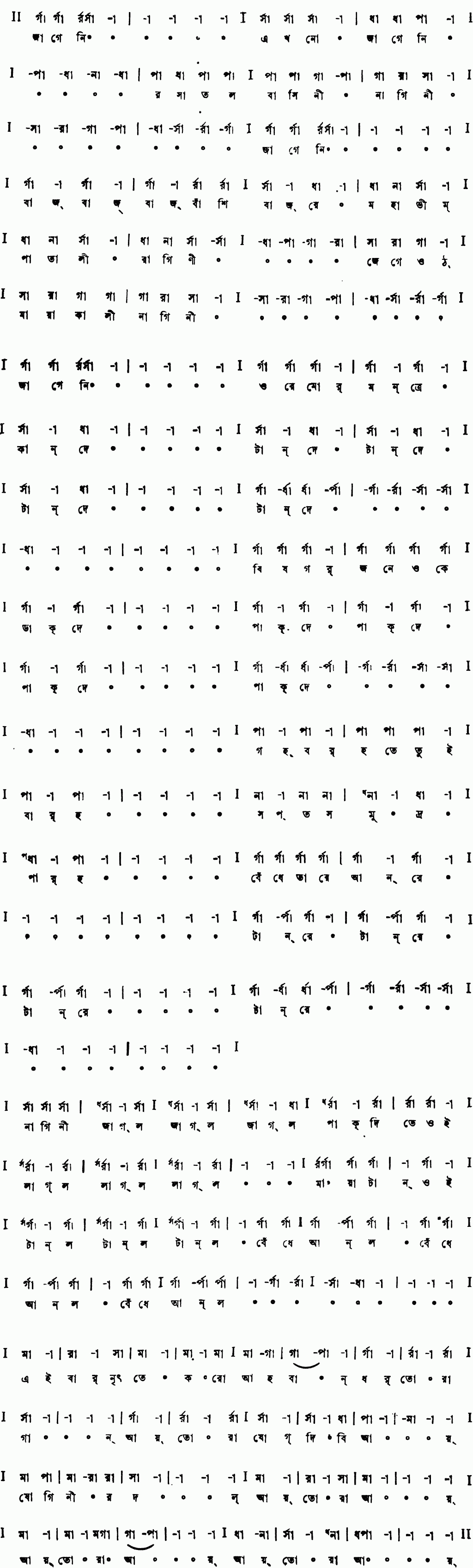 Notation jage ni ekhono jage ni