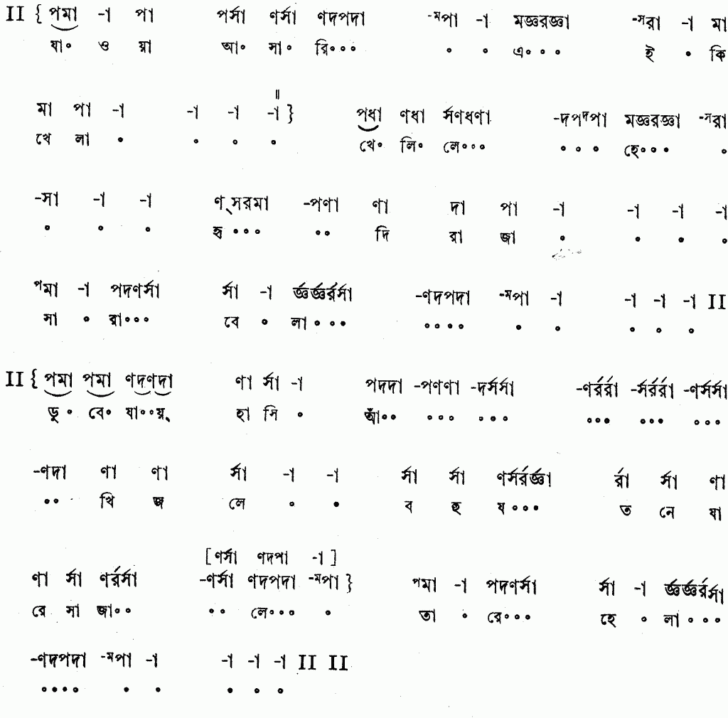 Notation jawa asari ei ki khela