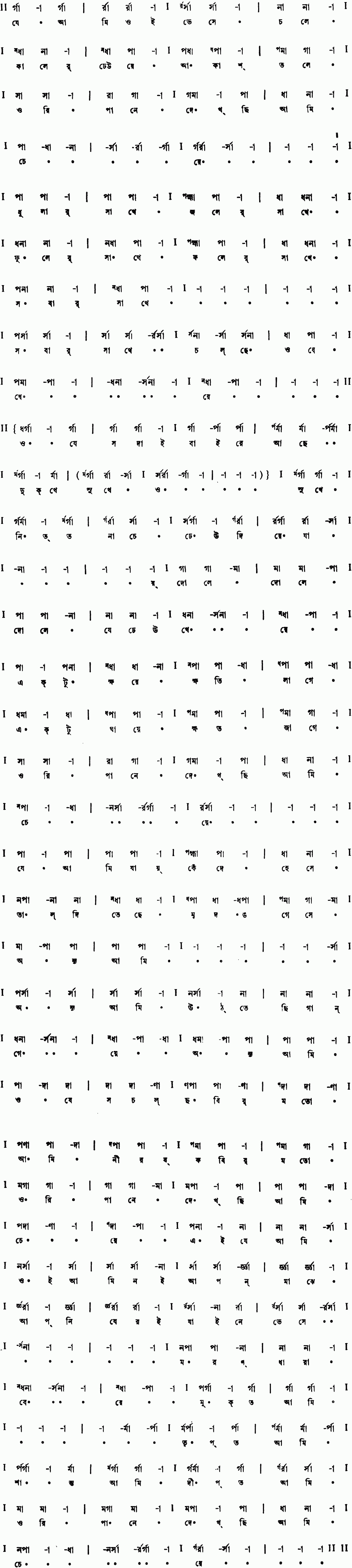 Notation je ami oi bhese chole