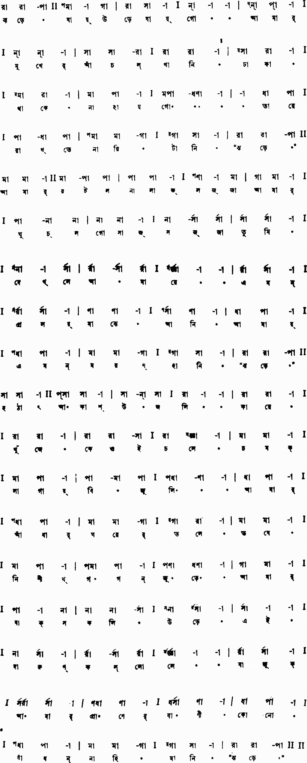 Alternate notation 2 jhore jay ure jay