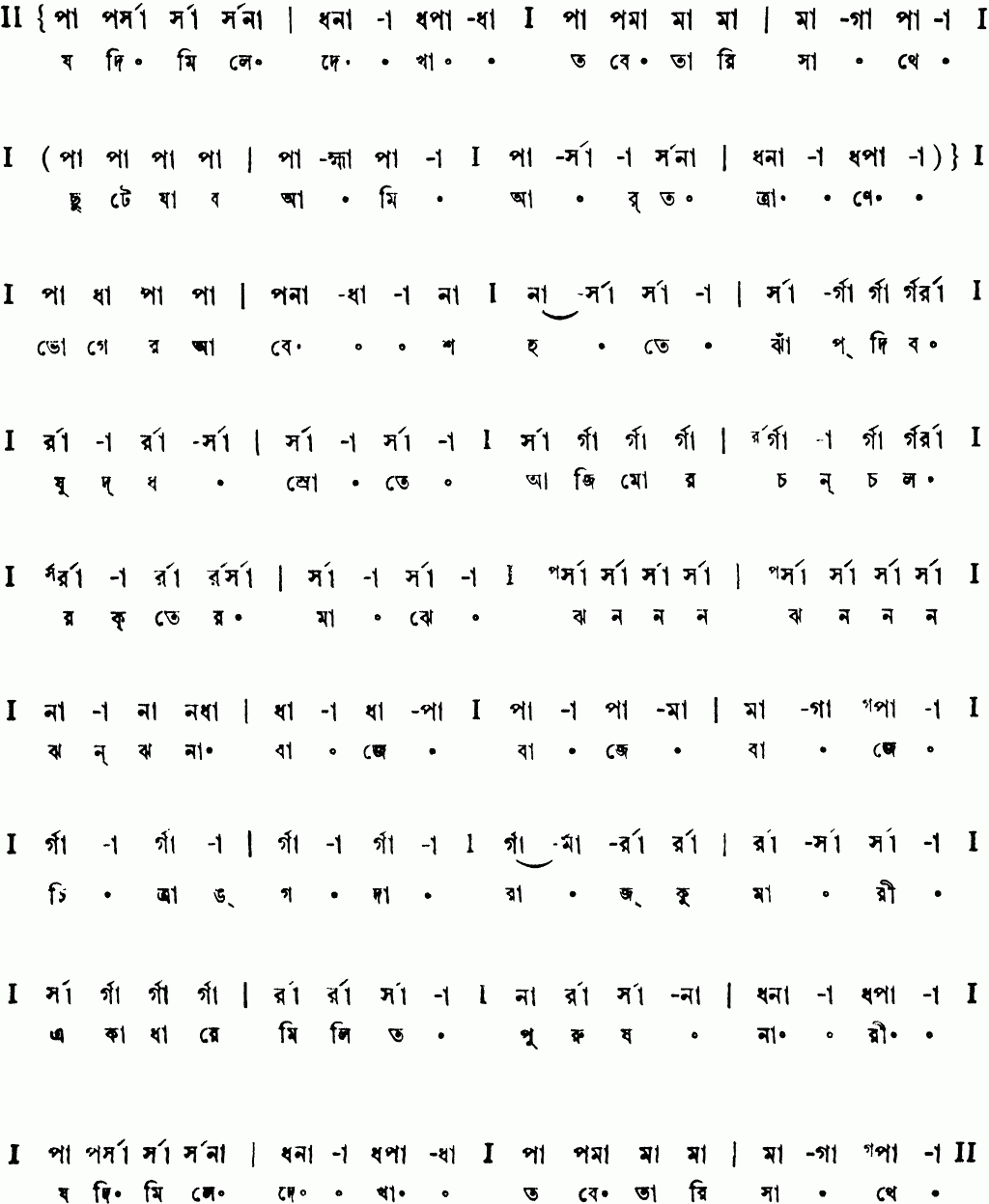 Notation jodi mile dekha tobe