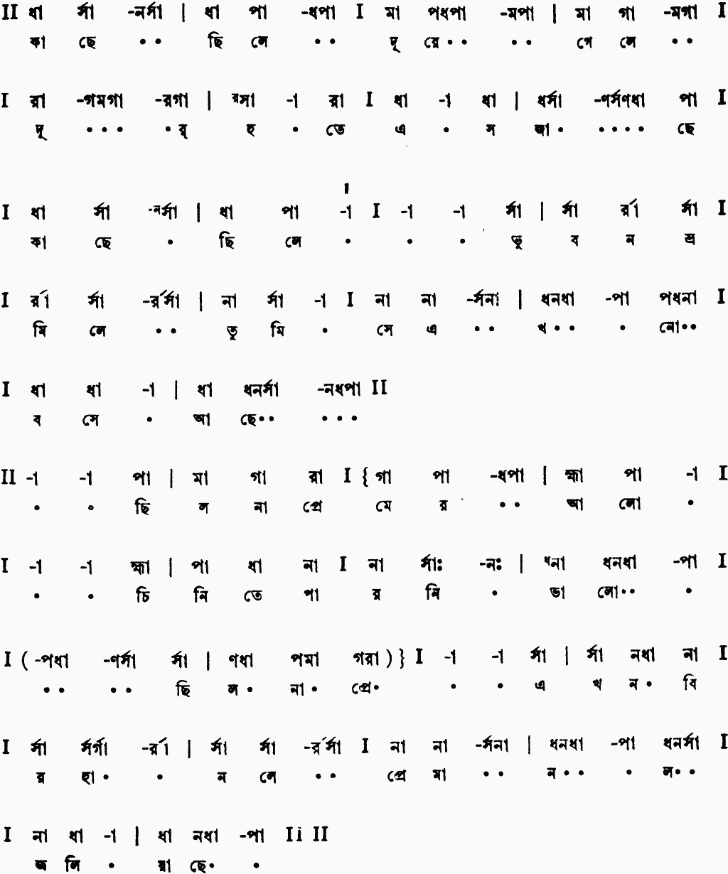 Notation kachhe chhile dure 1
