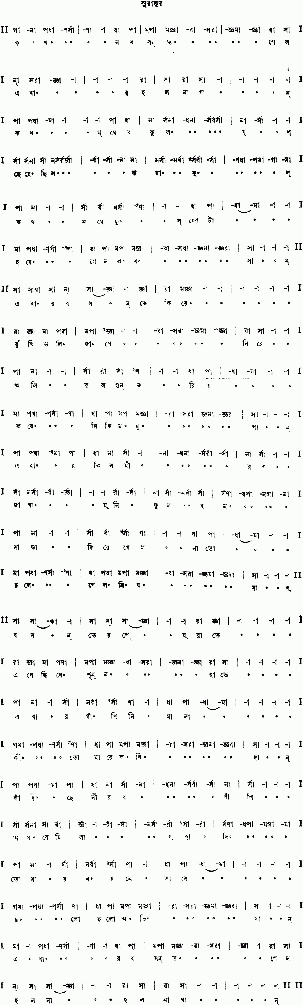 Alternate notation kakhon je basanta gelo
