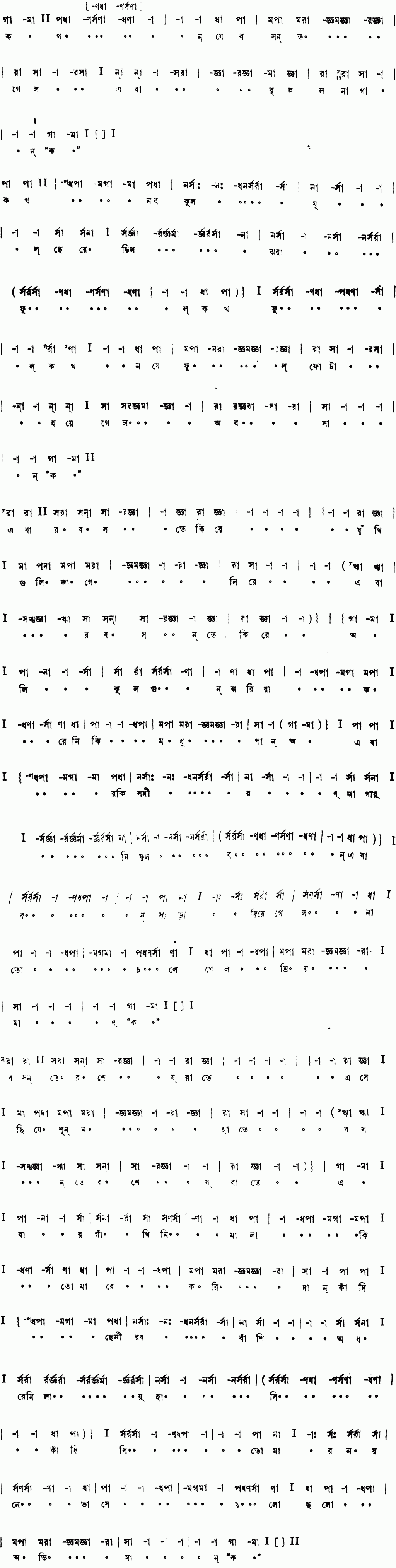 Notation kakhon je basanta gelo