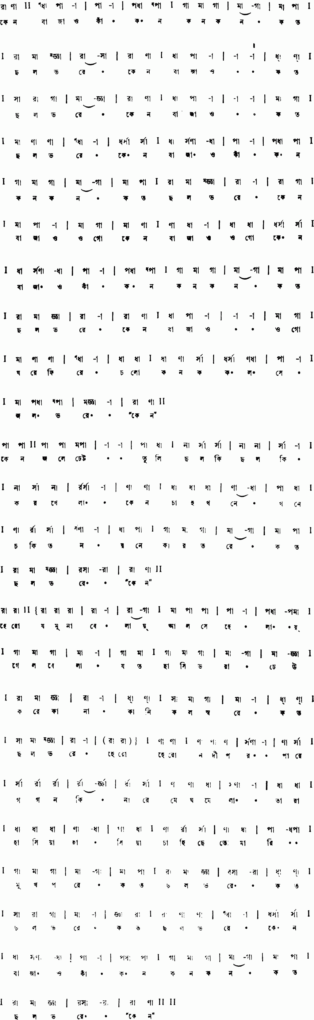 Notation keno bajao kakon