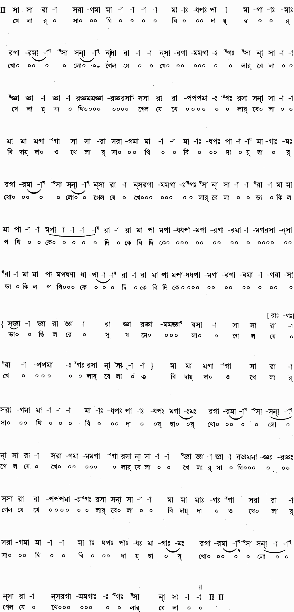 Notation khelar sathi bidaydwar