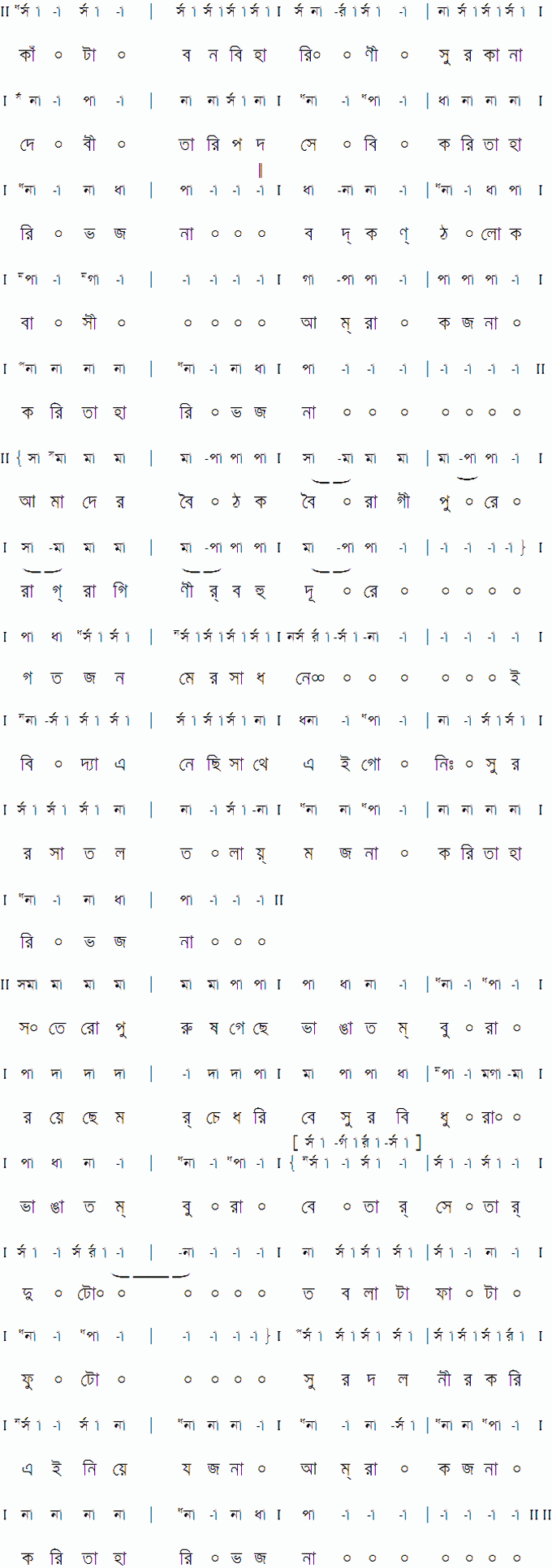 Notation katabanobiharini sur kana