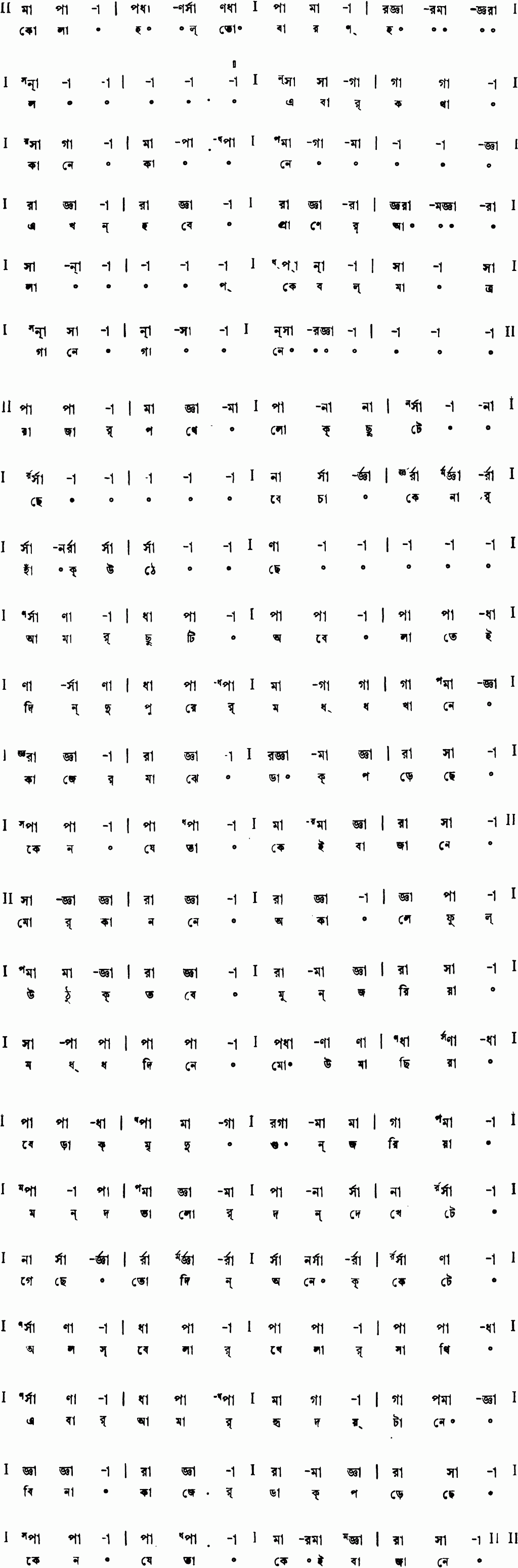 Notation kolahal to baron holo