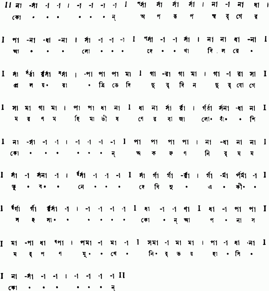 Notation kon aparup swarger alo