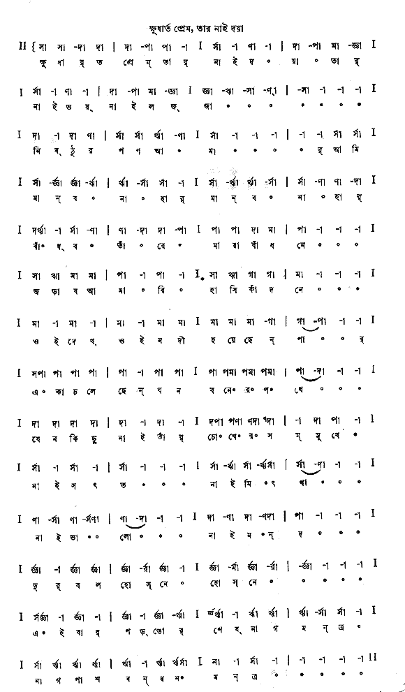 Notation khudharto prem tar