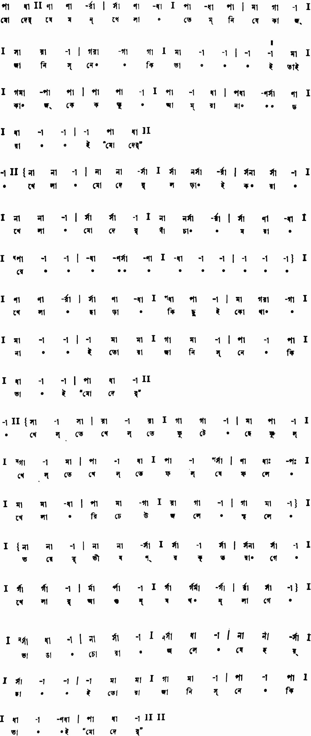 Notation moder jemon khela temni