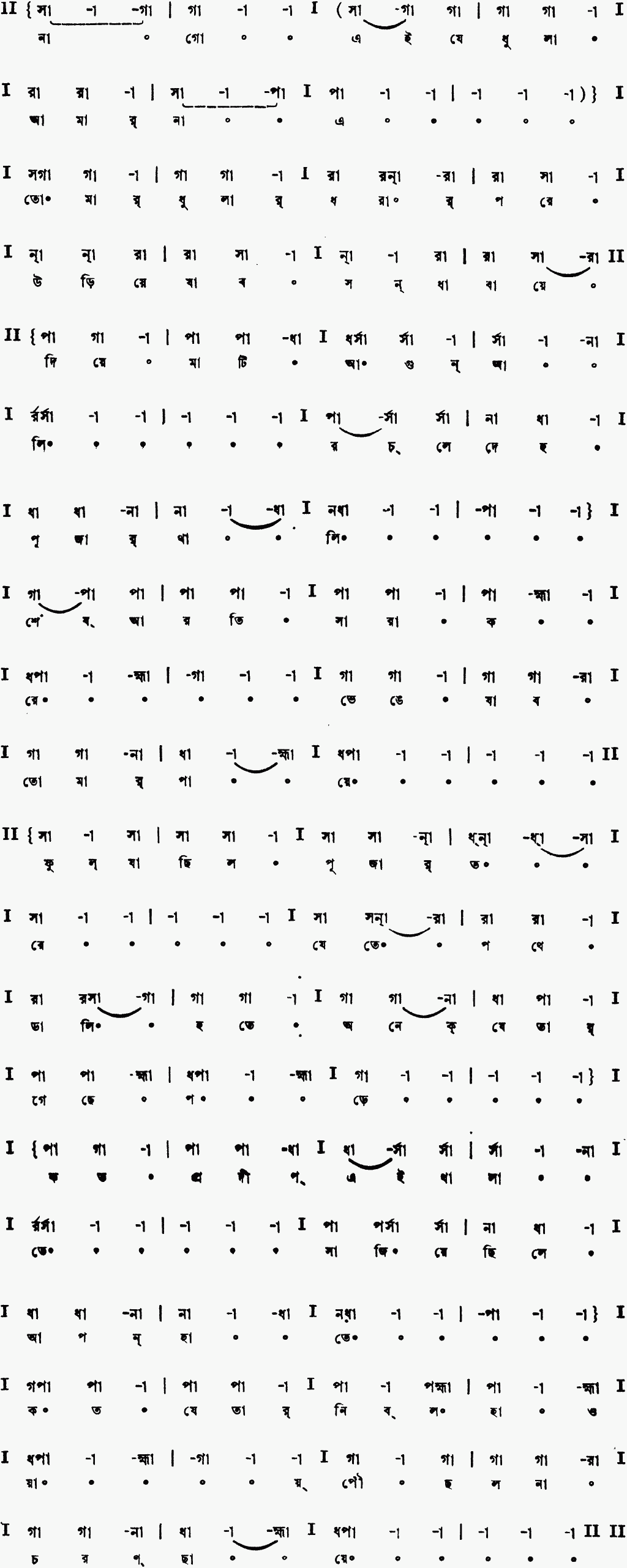 Notation na go ei je dhula