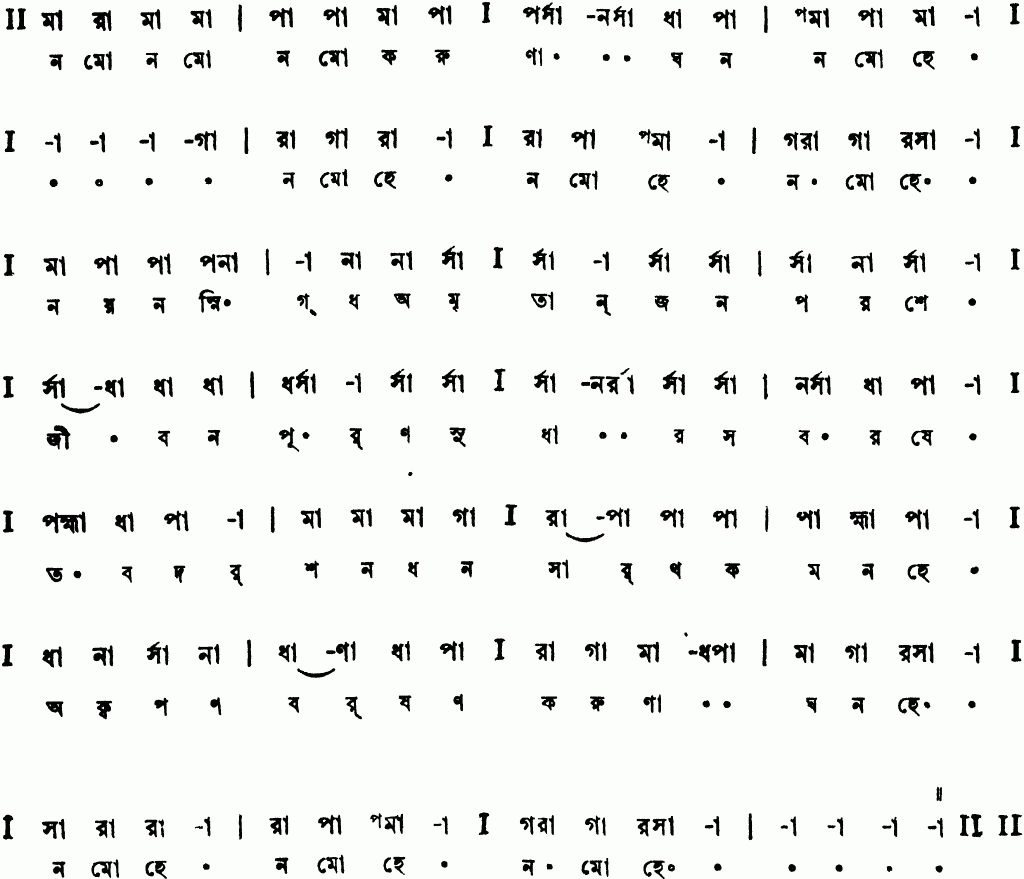 Notation namo namo korunaghano