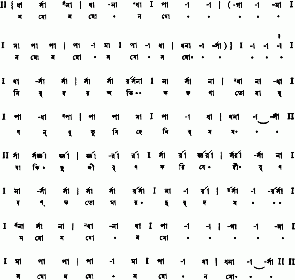 Notation namo namo nirdoy oti