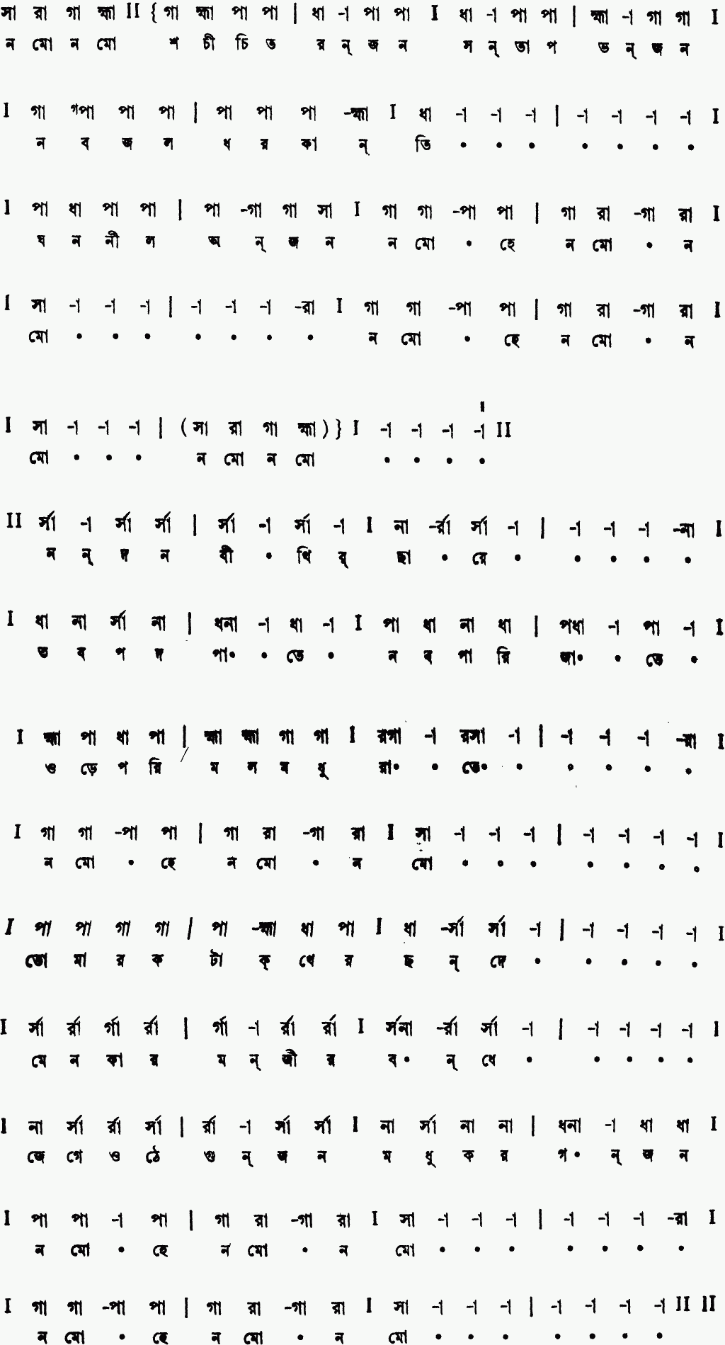 Notation namo namo shachichitaranjan