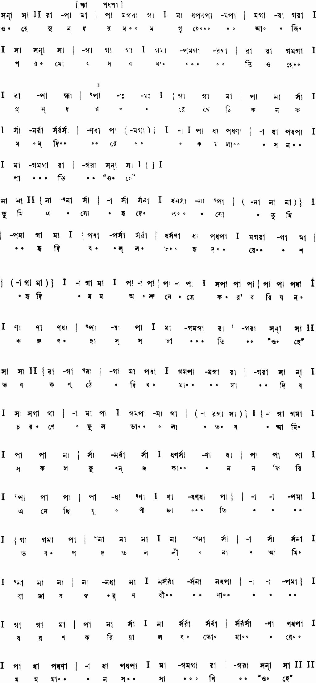Notation ohe sundar mamo grihe