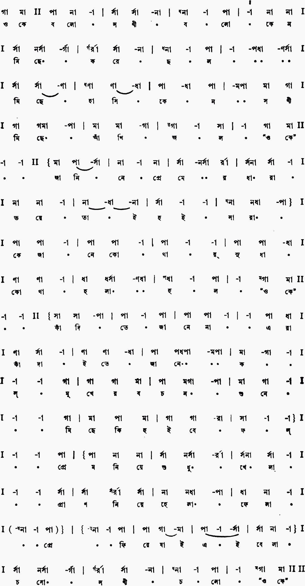 Notation oke bolo sokhi bolo