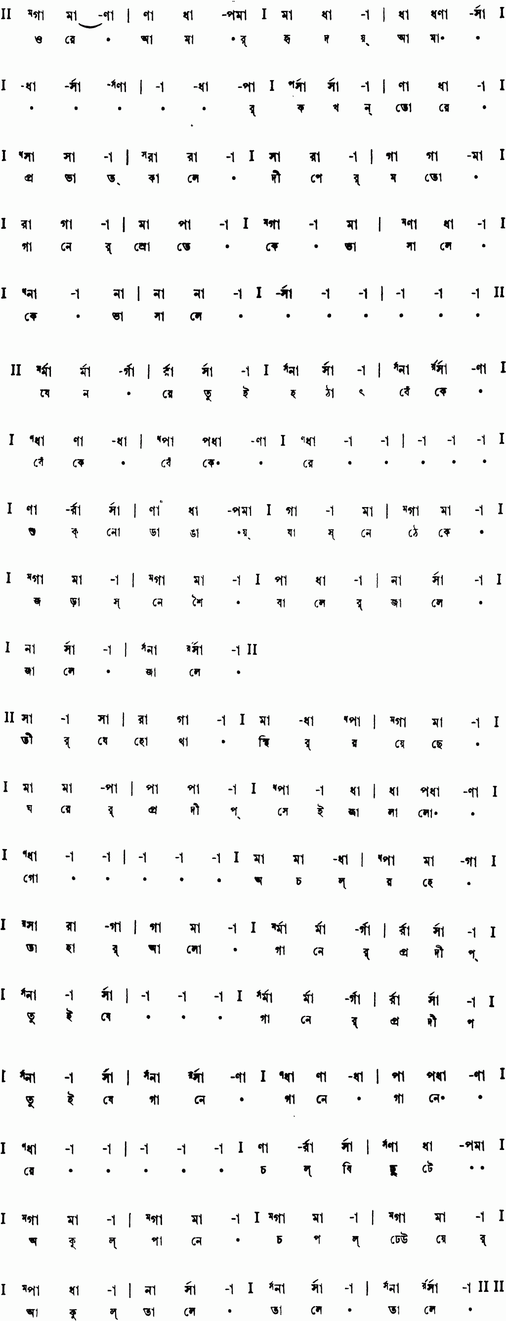 Notation ore amar hridoy amar