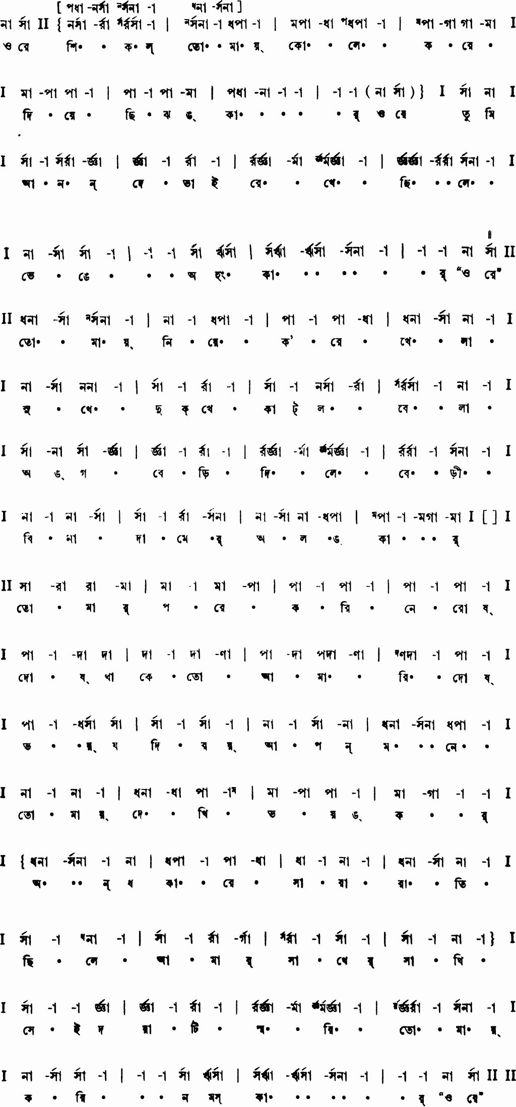 Notation ore shikol tomay
