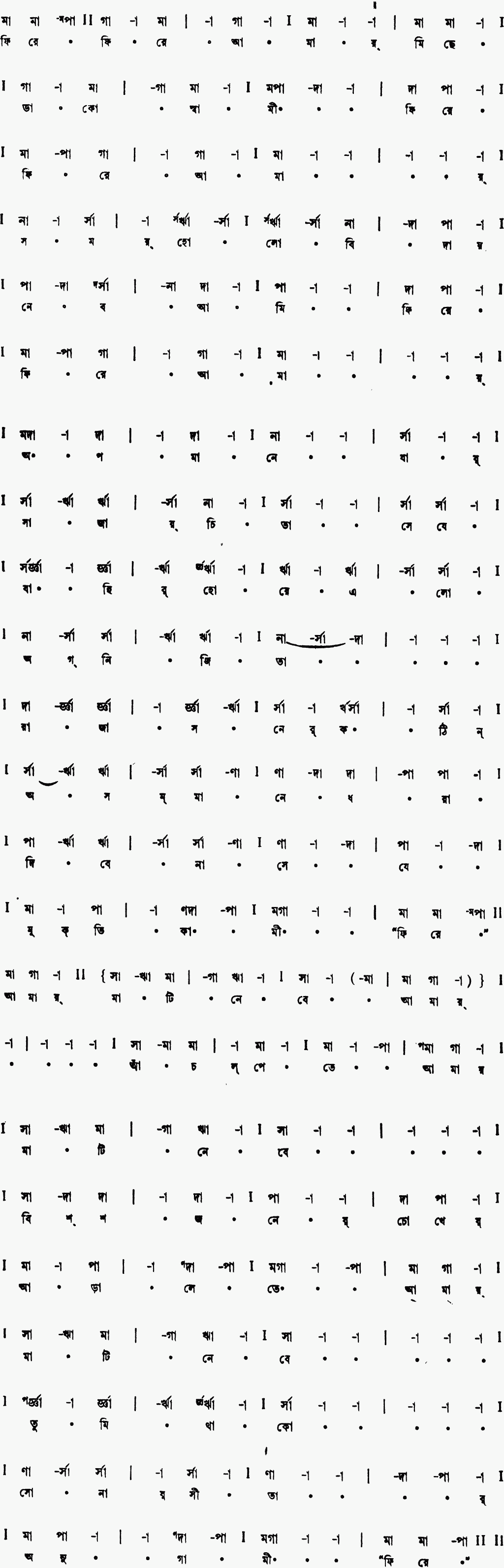 Notation phire phire amay michhe