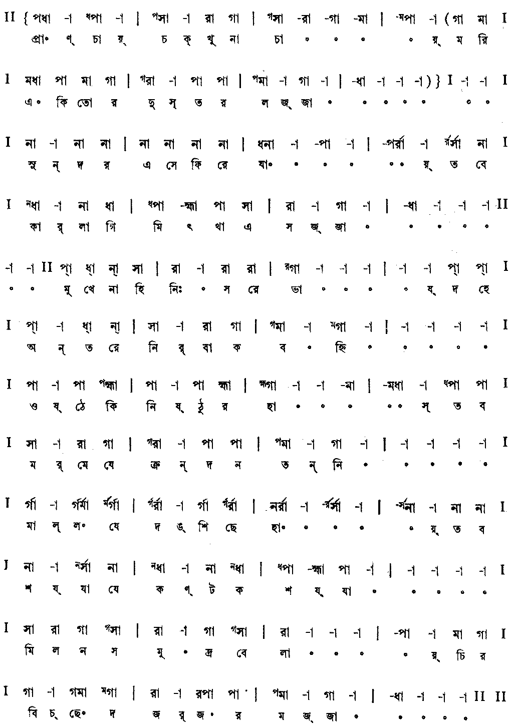 Notation pran chay chokkhu na