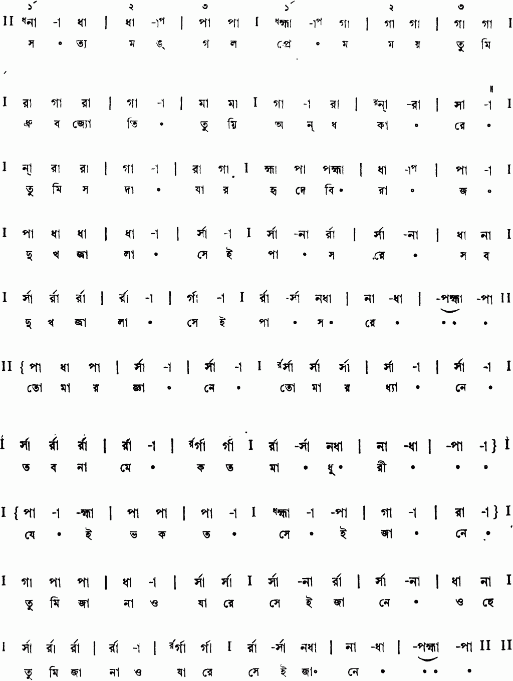 Notation satya mangal premomoy