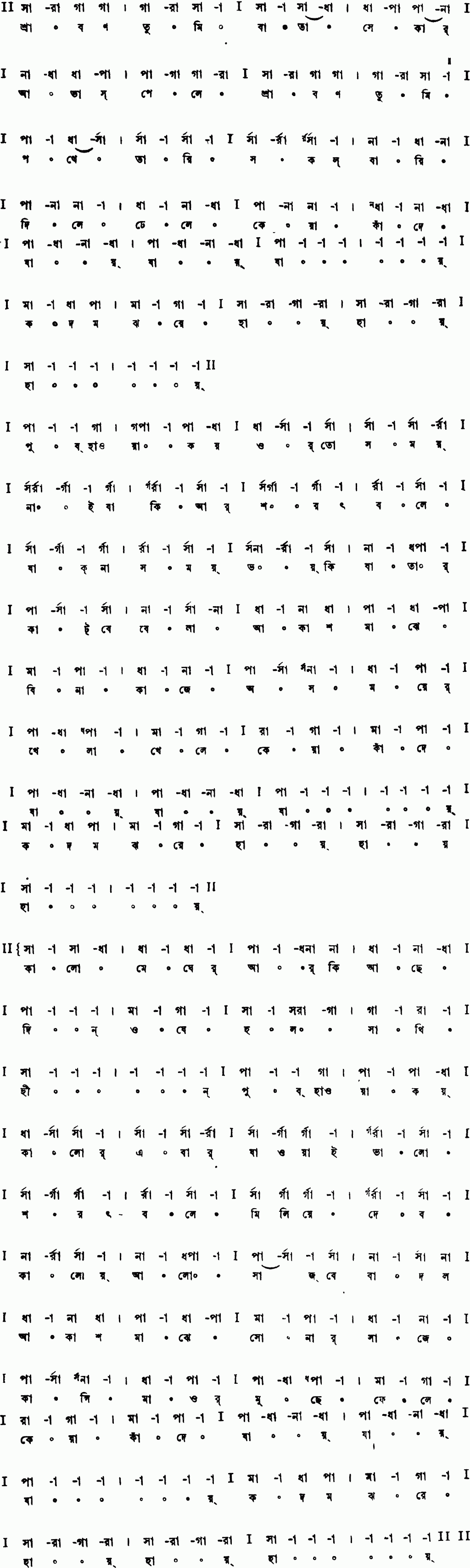 Notation shraban tumi batase kar