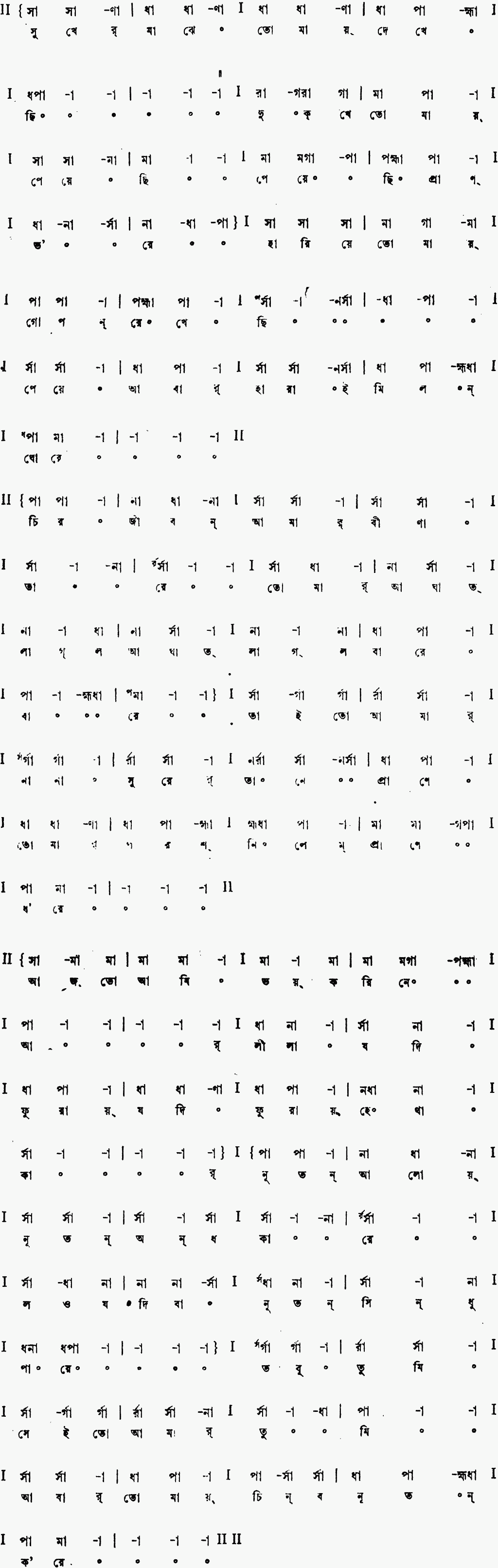 Notation sukher majhe tomay