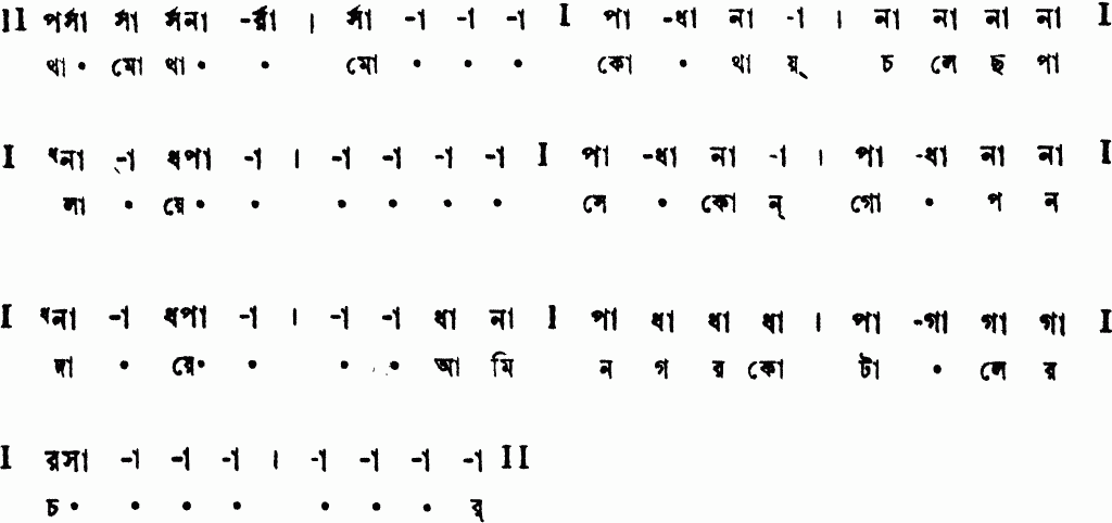 Notation thamo thamo kothay