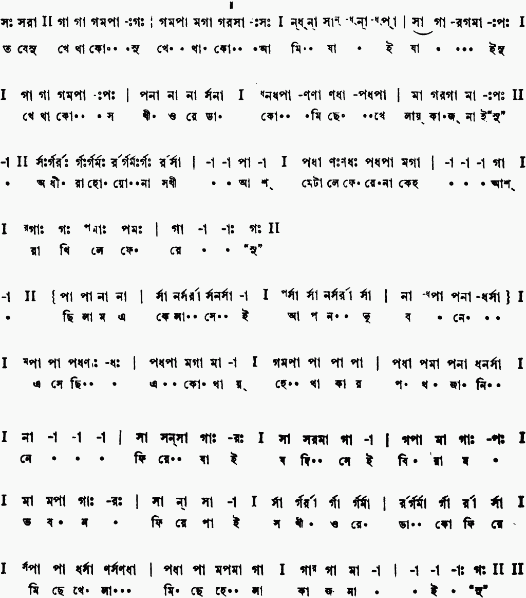 Notation tobe shukhe thako