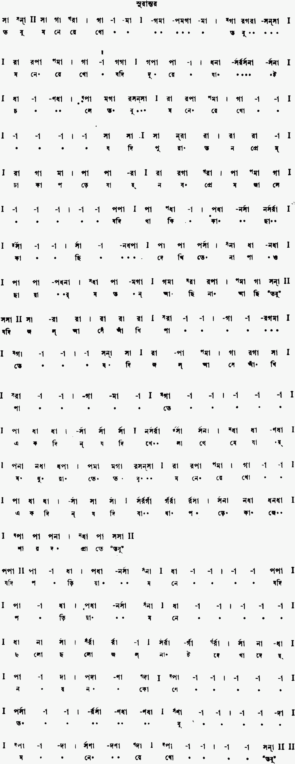 Alternate notation tobu mone rekho