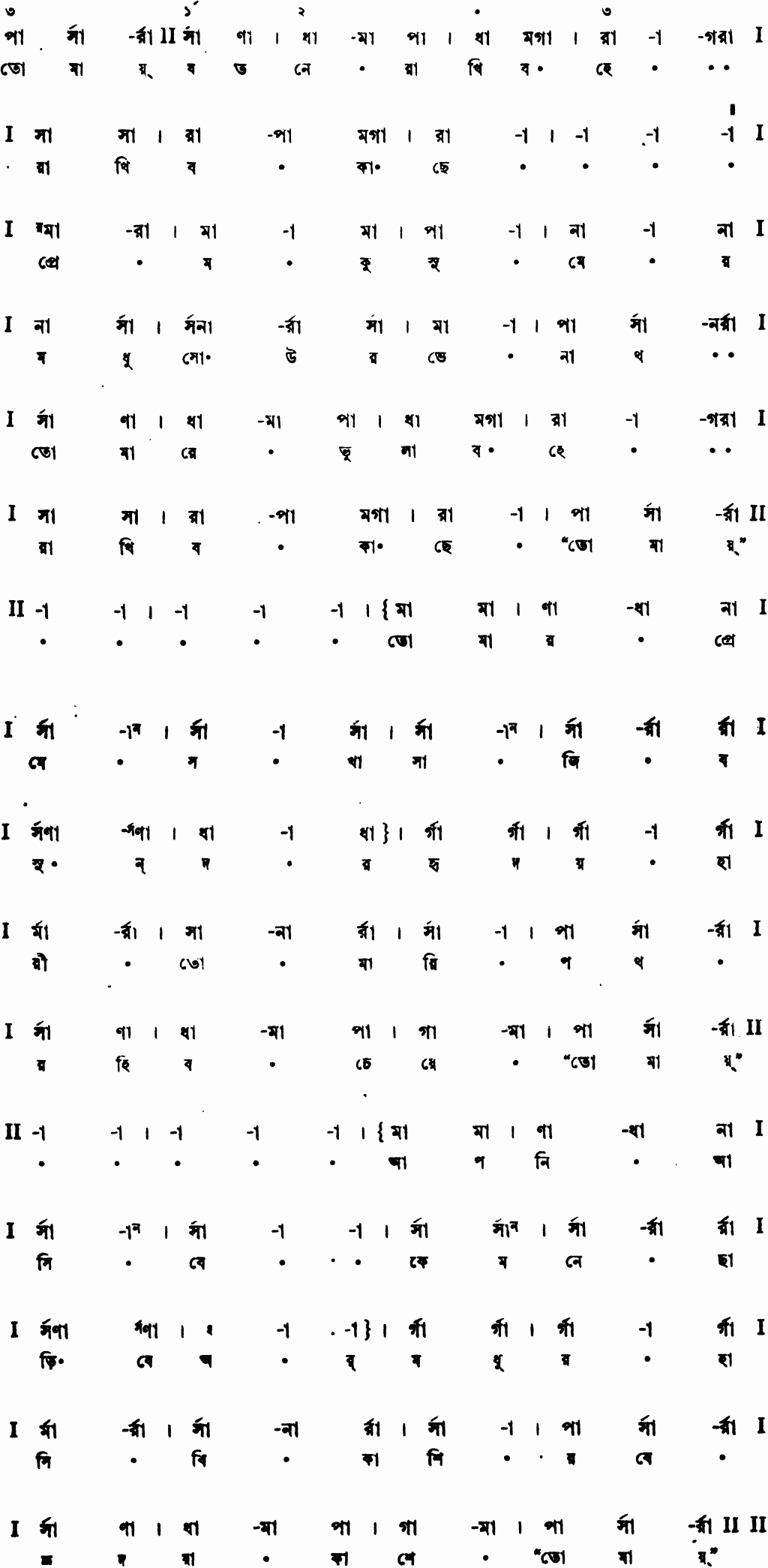 Notation tomay jatane rakhibo