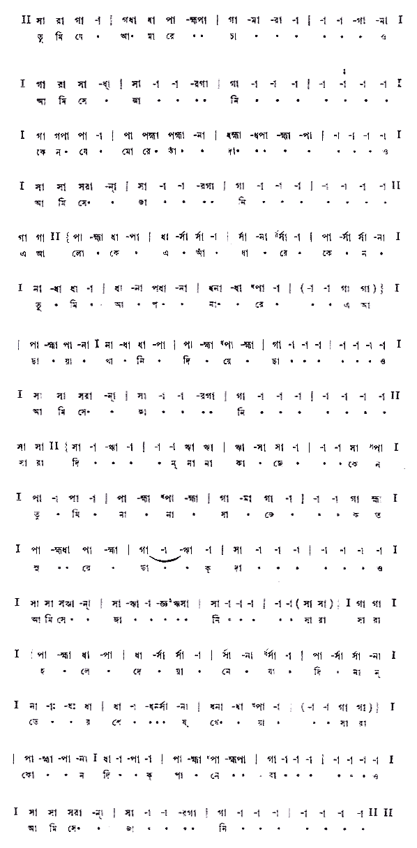 Notation tumi je amare chao