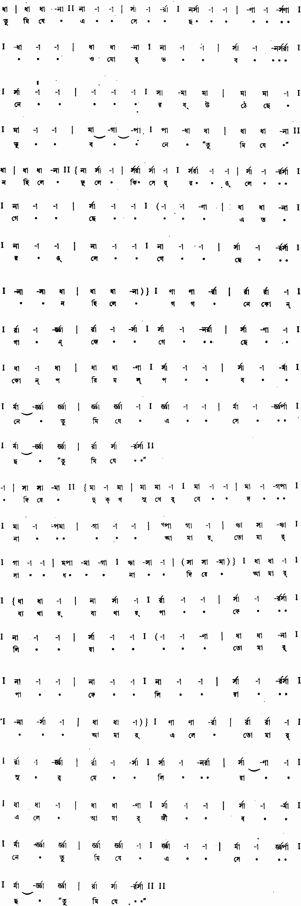 Notation tumi je esechho mor