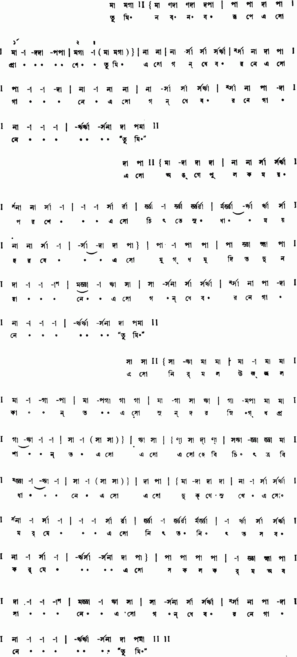 Notation tumi nabo nabo rupe