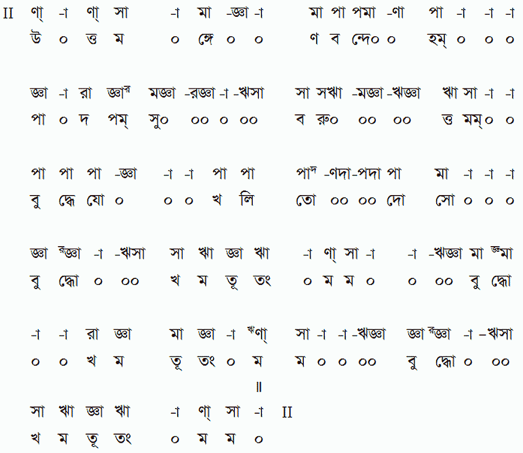 Notation uttamangena bandehang